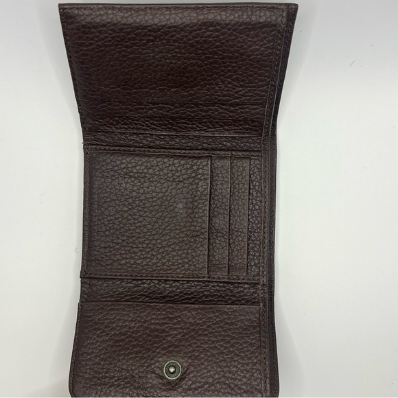 Adrienne Vittatini Brown Wallet With Buckles Pebbled Leather Faux Vintage - Picture 6 of 8